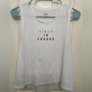 PINK Victoria's Secret White Sleeveless Muscle Tee